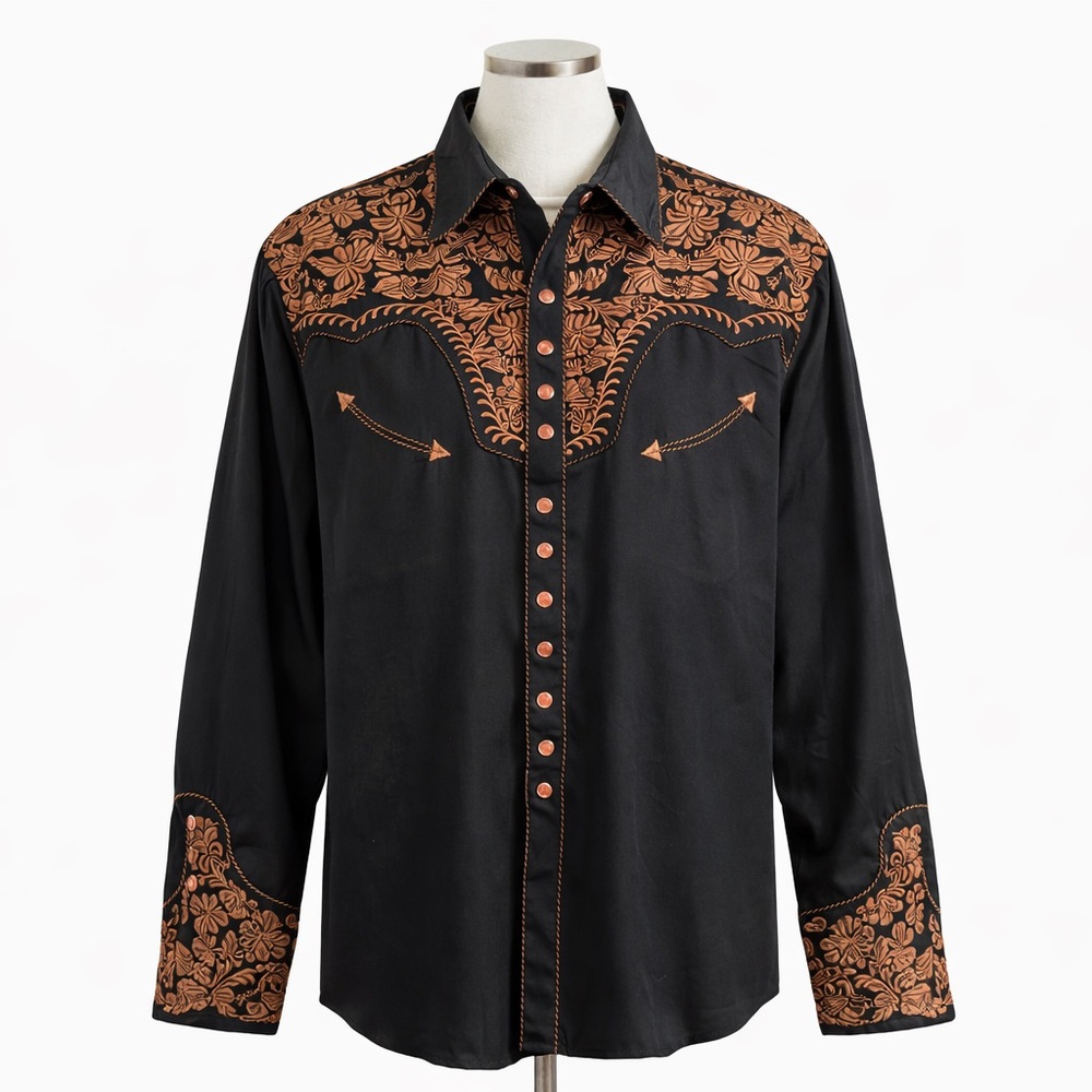 Scully Embroidered Western Pearl Snap Shirt – Men’s L